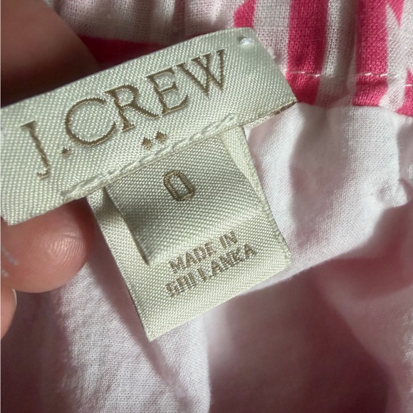 J. Crew Linen Blend Pink White Geometric Patterned Lined Skirt w/ pockets Sz 0 - Picture 10 of 11